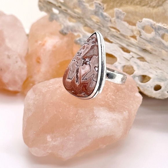 Healing Stones And Crystals Jewelry - MEXICAN Laguna Lace Agate Silver Gemstone Crystal Ring